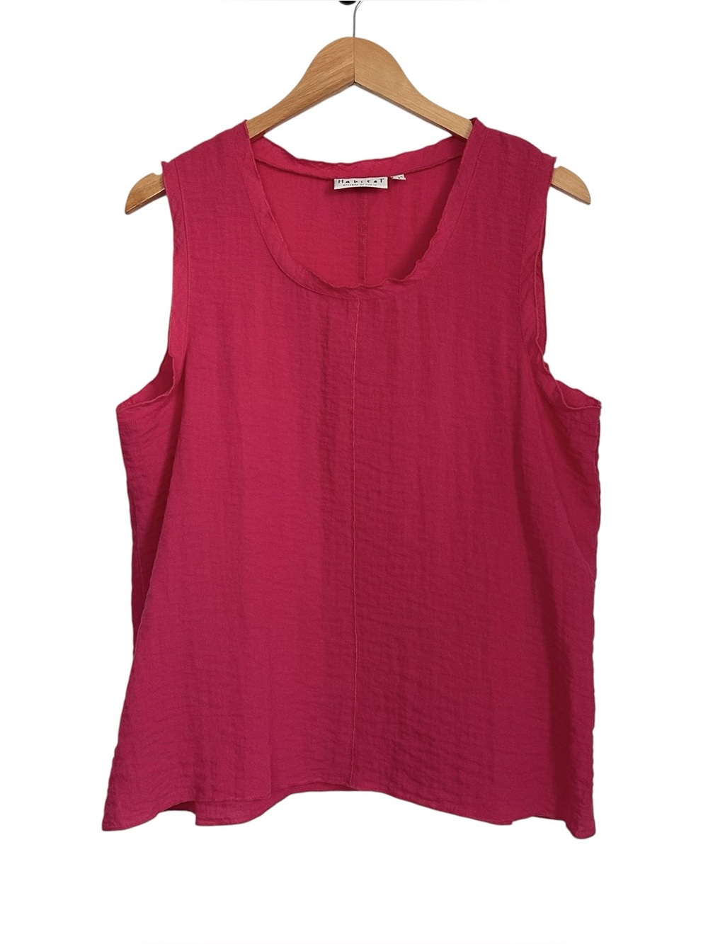 Habitat Womens Tank Top Sz Large Pink Round Neck Sleeveless Lagenlook